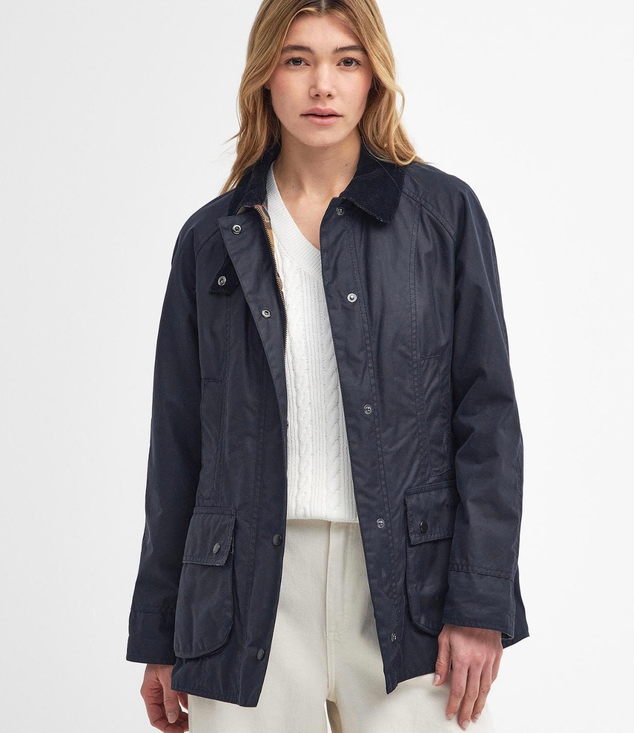 Barbour Beadnell Waxed Jacket - Navy