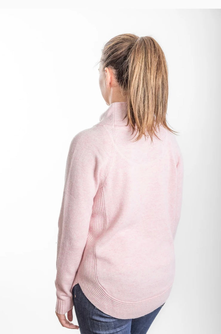 Bow & Arrow Funnel Neck Jumper - Baby Pink