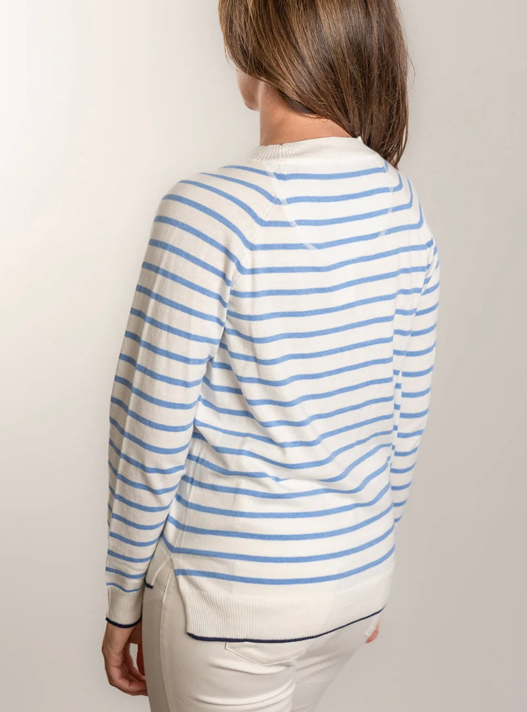 Bow & Arrow White/Blue Stripe Crew