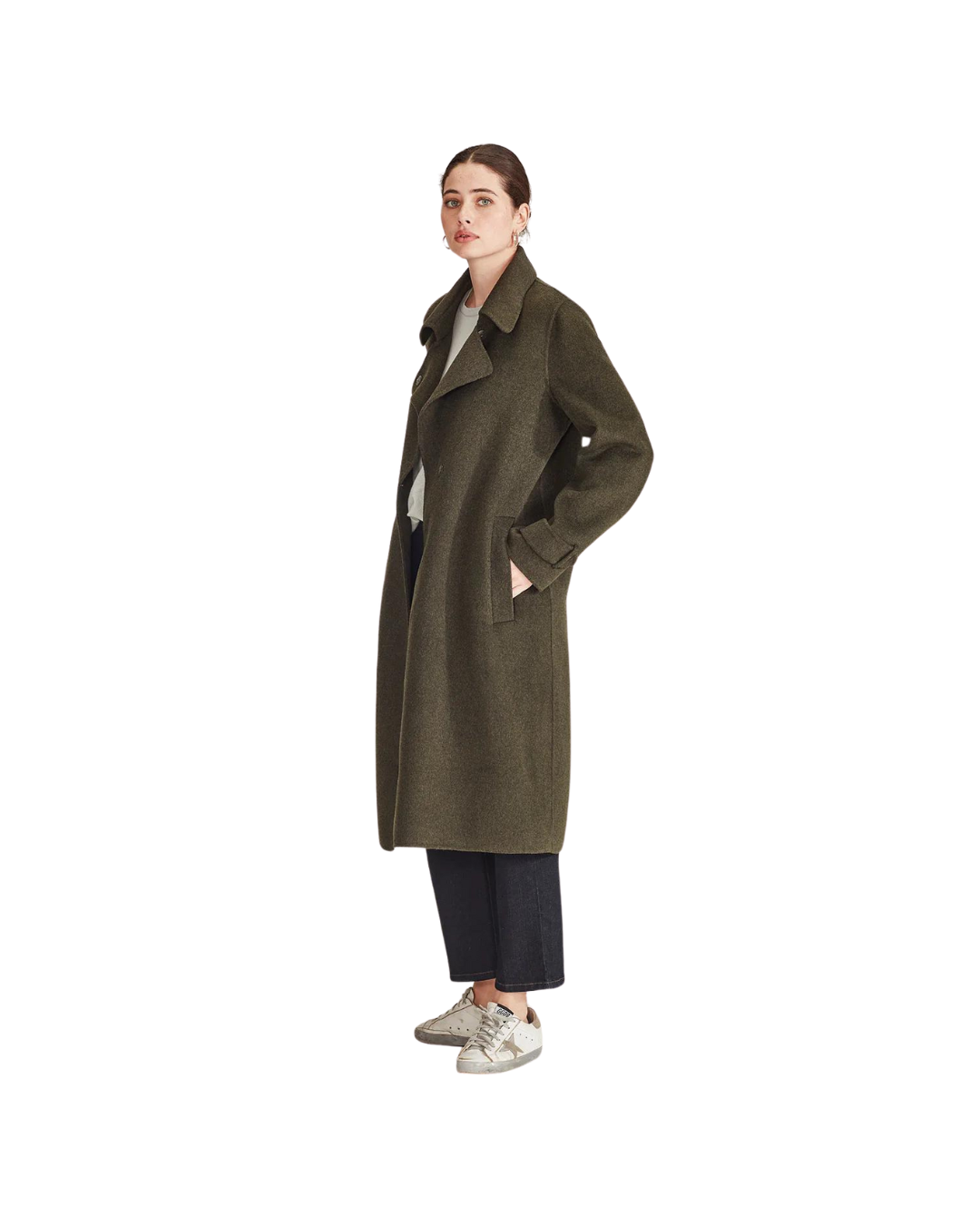 Sills Nova Cashmere Wool Blend Coat - Khaki