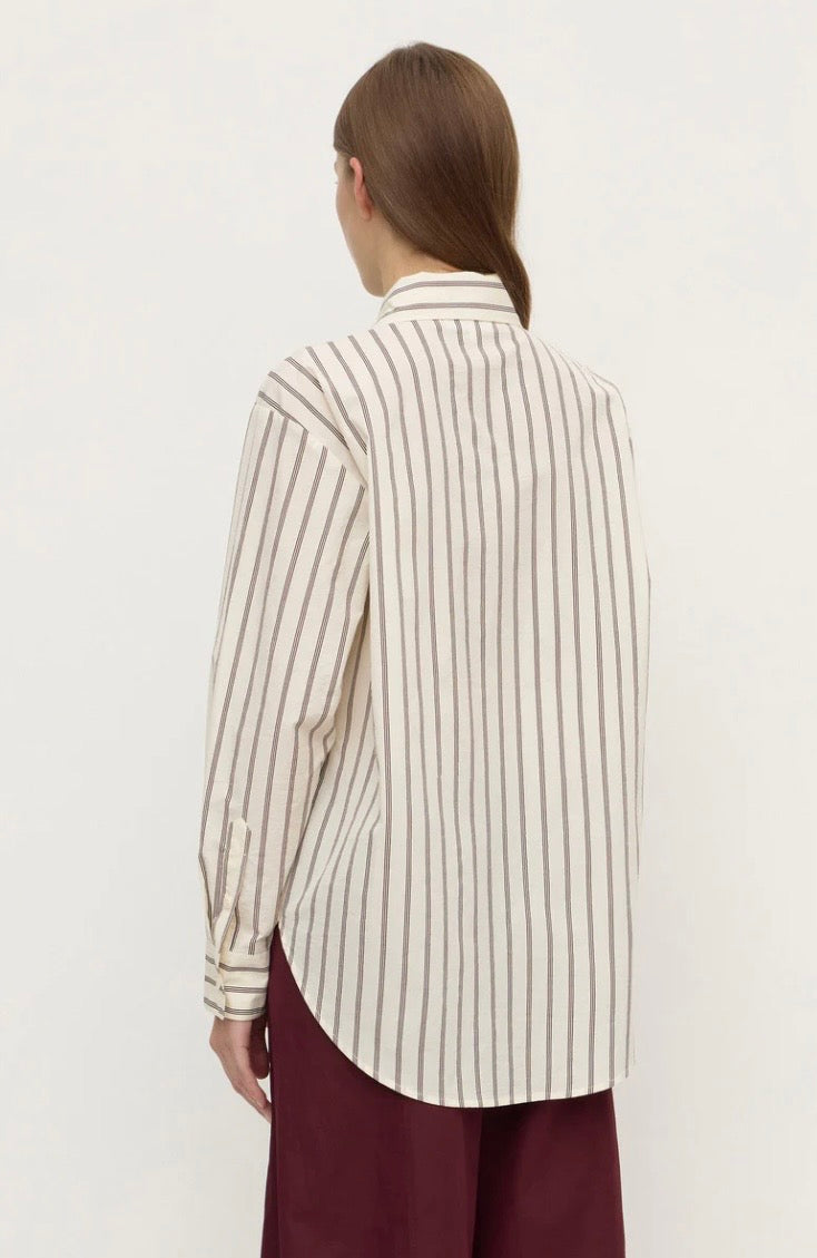 Assembly Label Amaro Italian Stripe Shirt - Merlot / White