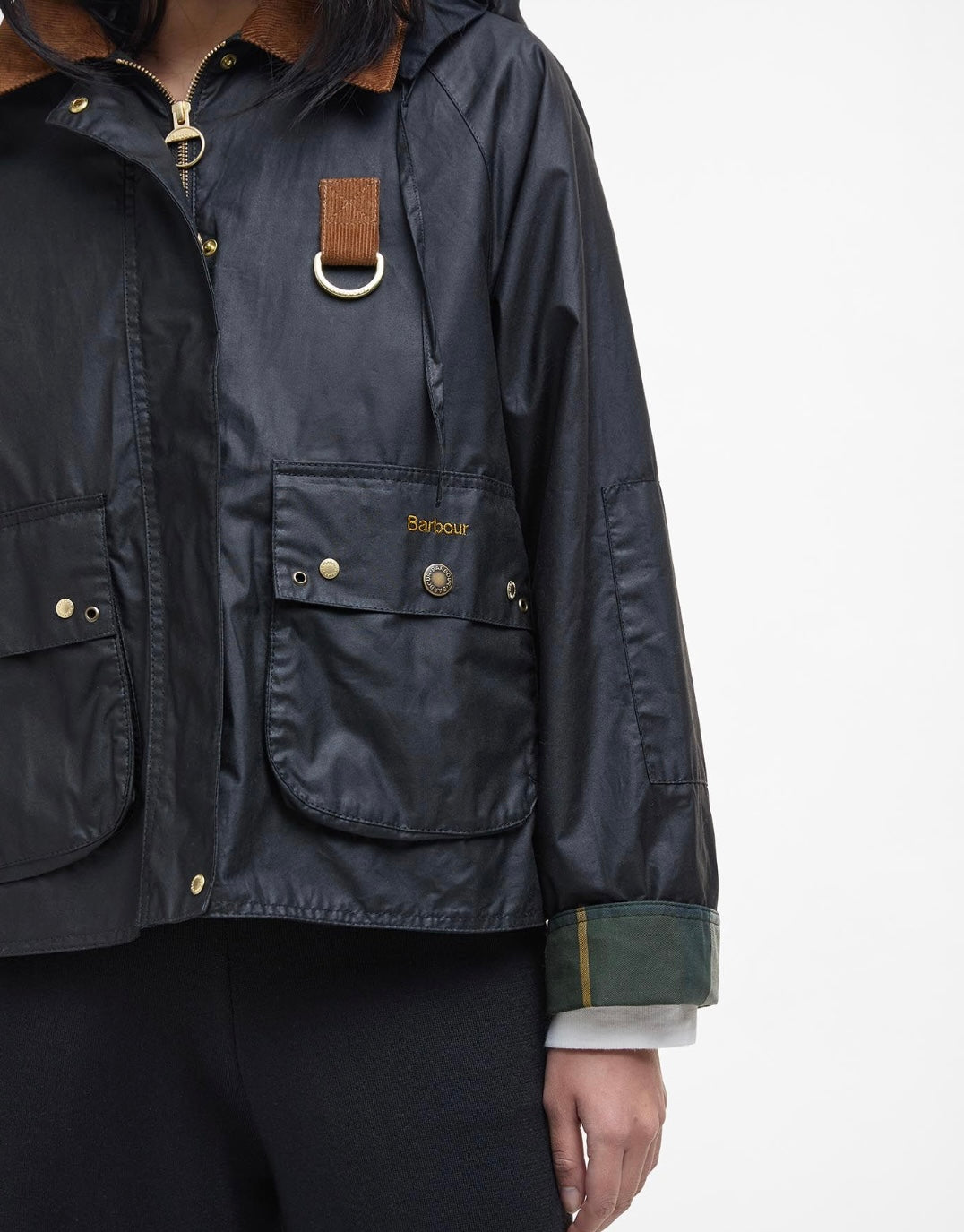 Barbour Erma Waxed Jacket - Black / Ancient Tartan