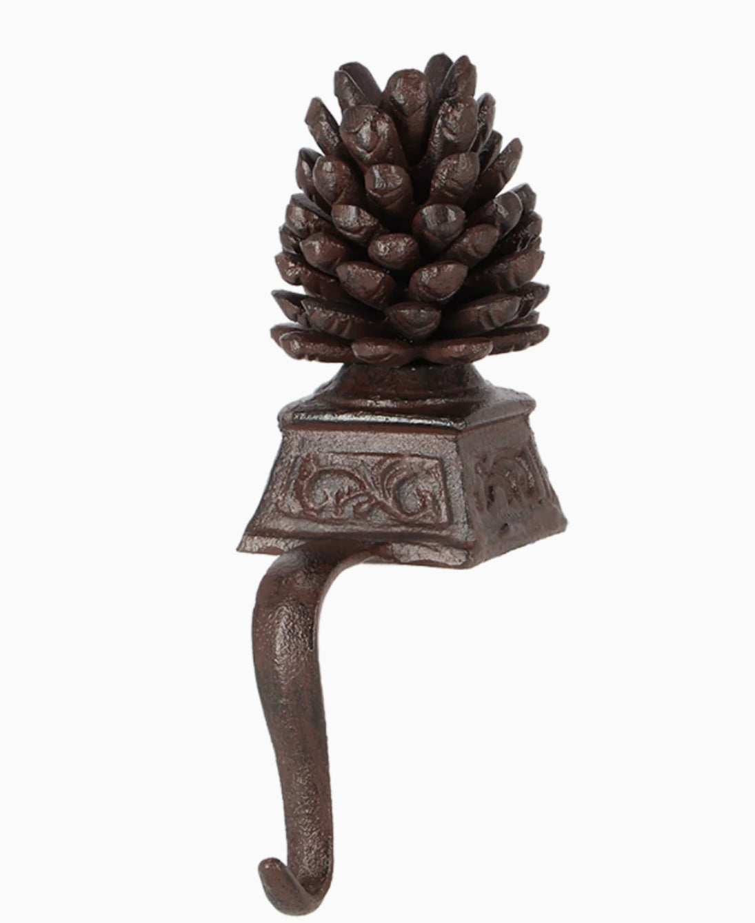 Cast iron pinecone stocking hanger