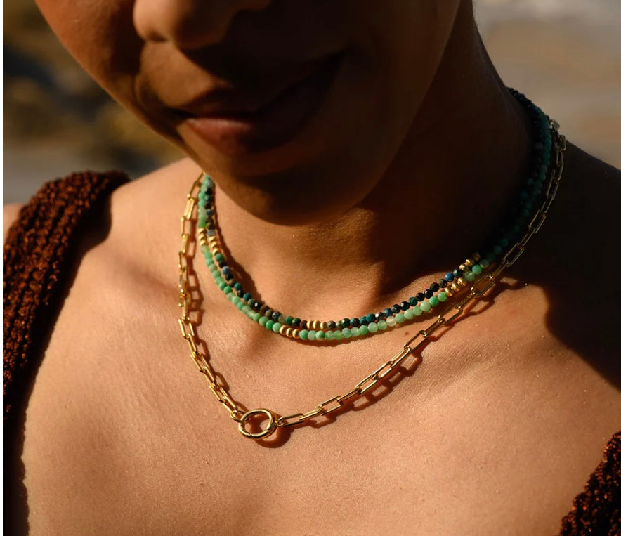Linda Tahija Mirage Necklace - Chrysoprase - Gold Plated