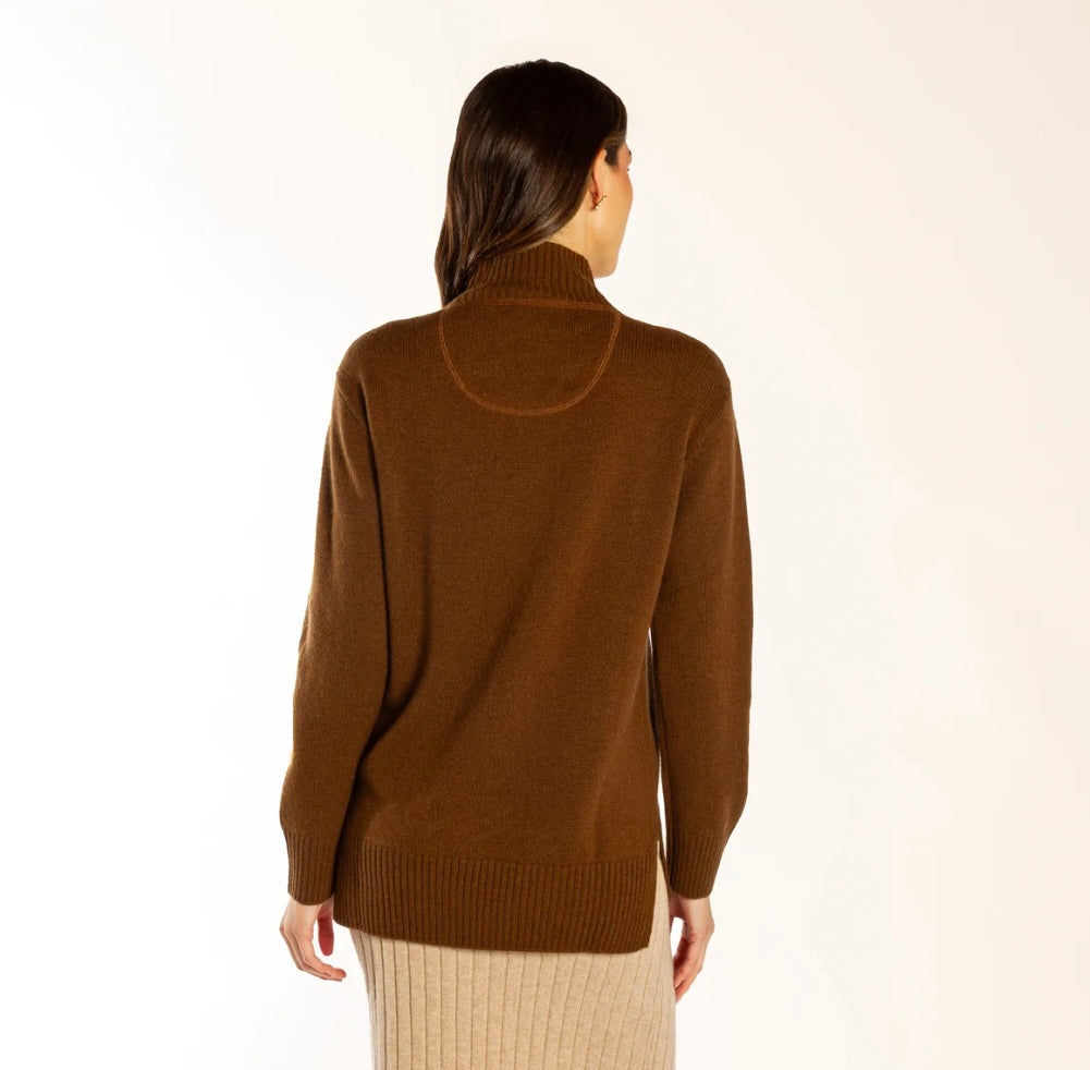 Bow and Arrow Polo Neck Jumper - Chocolate