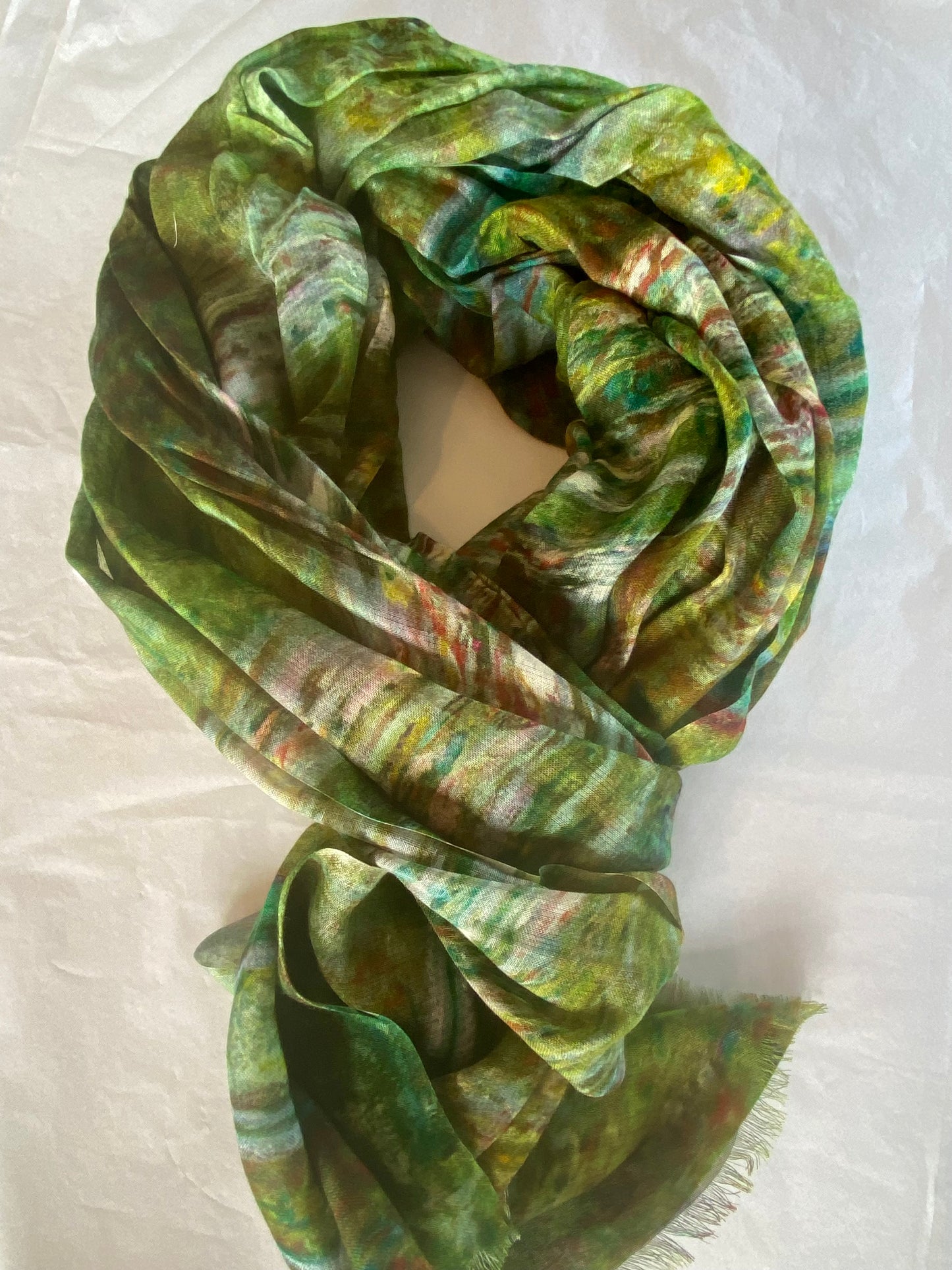 Namaskar Scarf - Green Watercolour