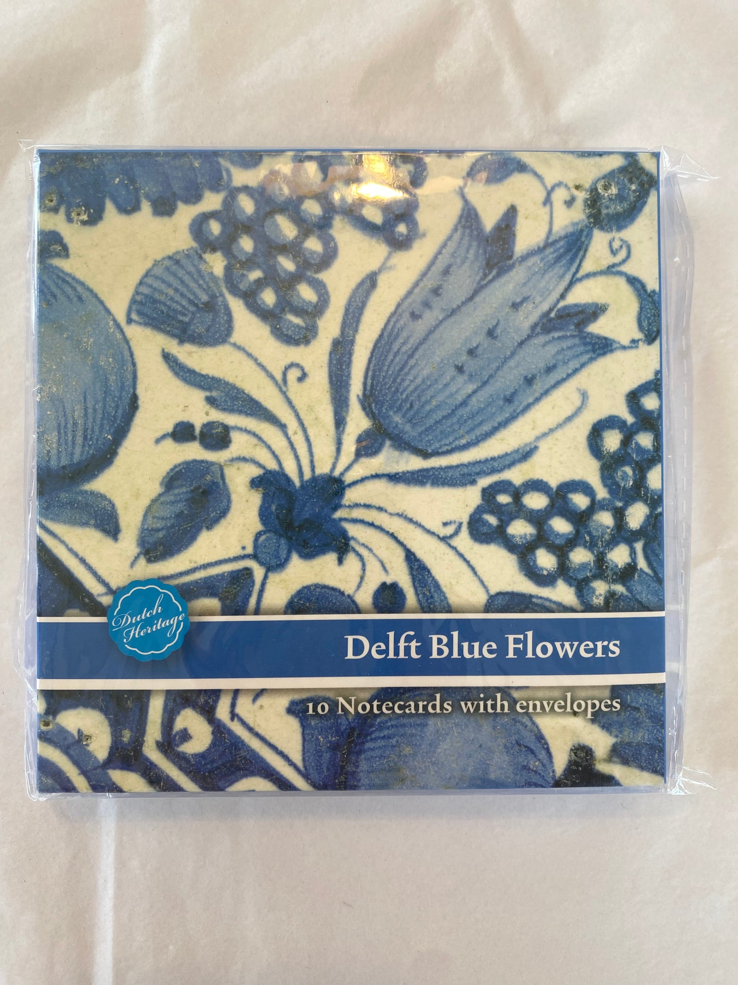 Notecard & Envelope Set of 10 - Blue Flower Tiles