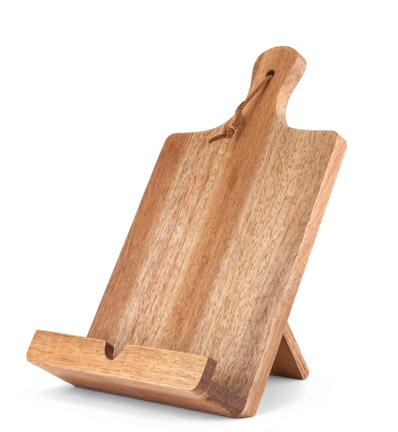 Acacia wood cookbook/tablet stand