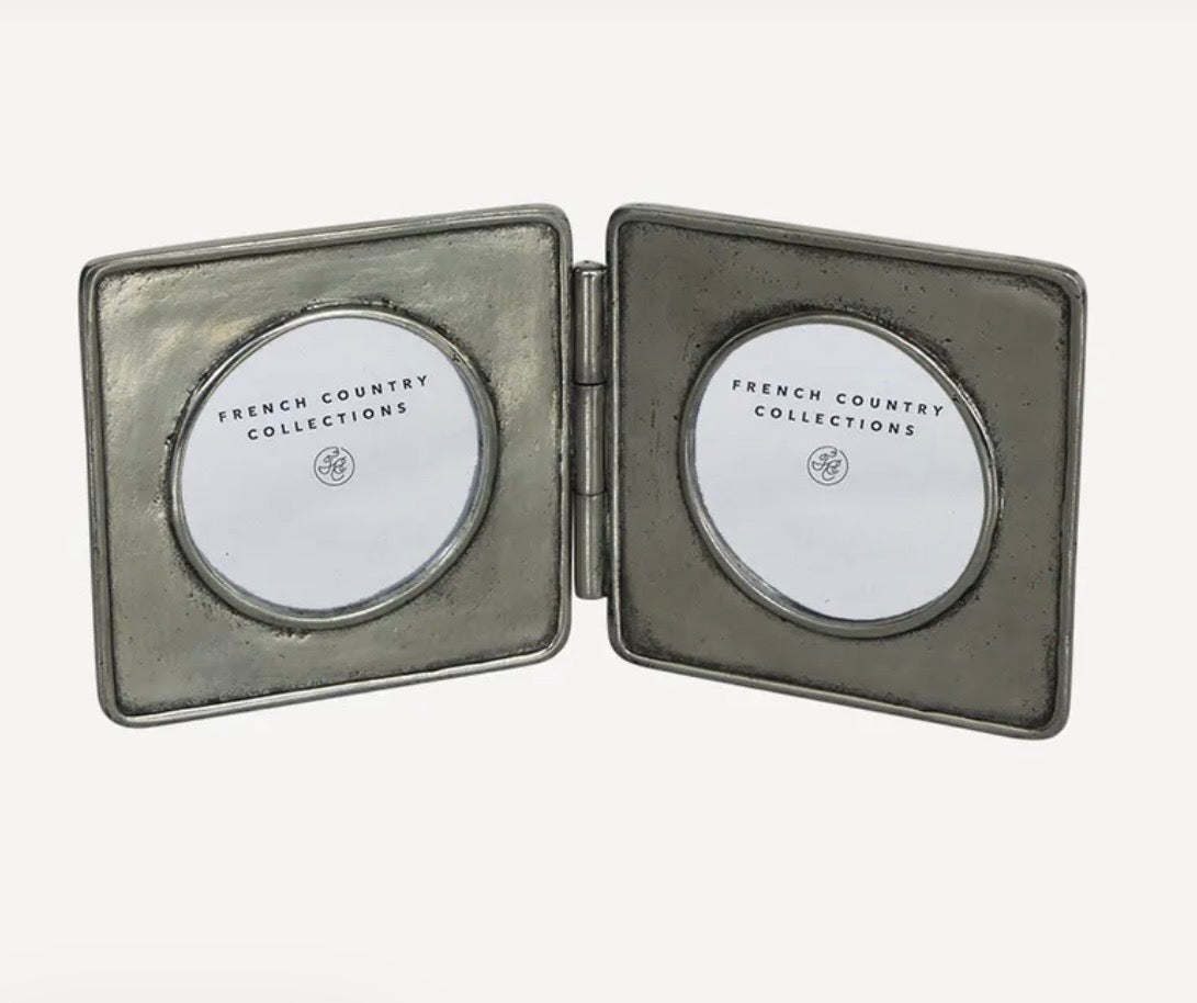 French Country Pewter Double Round Photo Frame 2x2