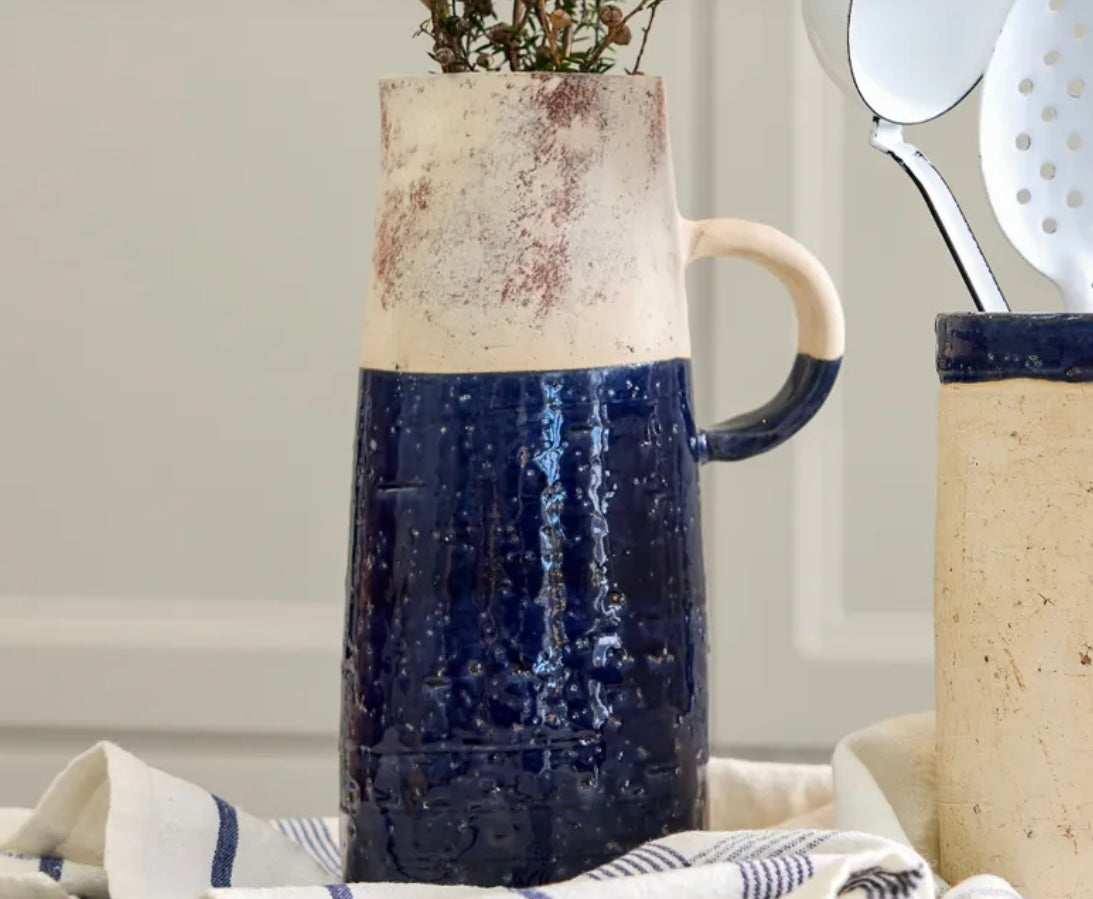 French Country Monte Terracotta Jug - Blue