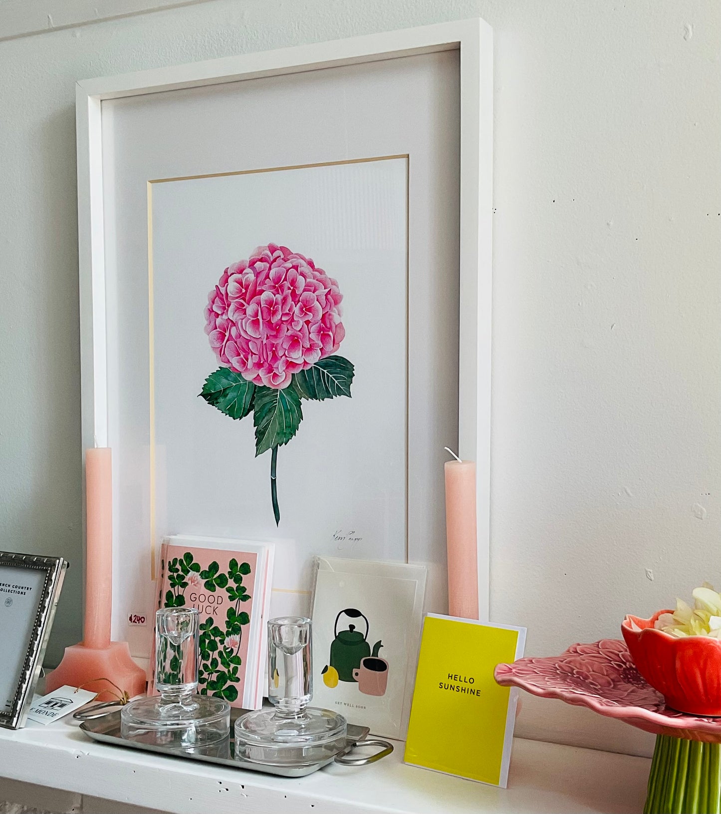 Kerri Ship Botanical Wall Art Print - Pink Hydrangea 1