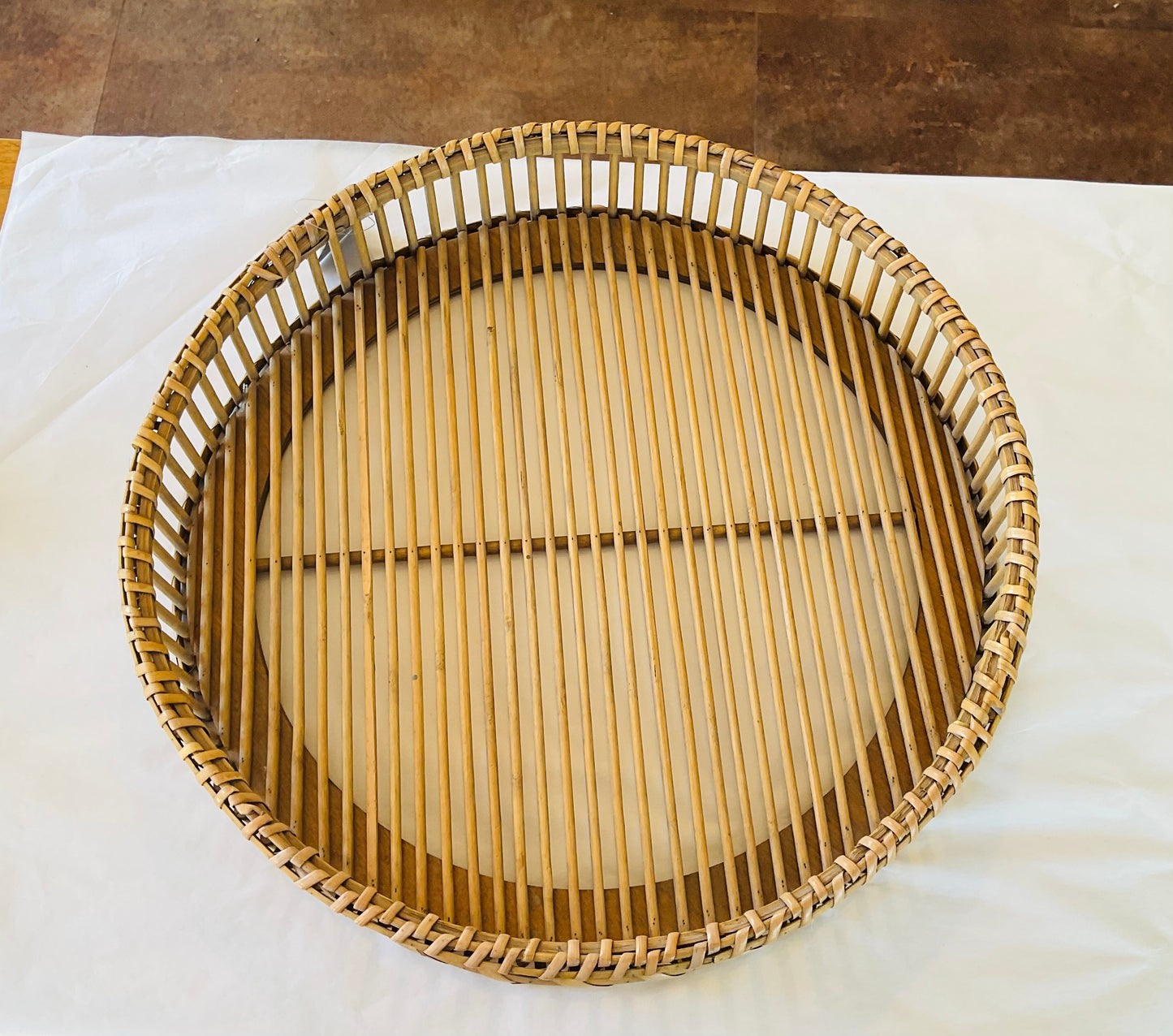 Round Bamboo Tray 43cm wide x 9cm high