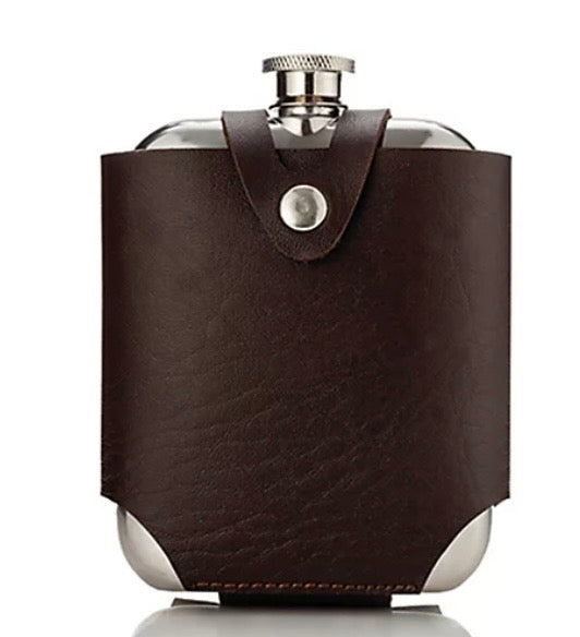 Viski Admiral Stainless Steel flask with leather travel case