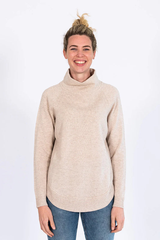 Bow and Arrow Funnel Neck Jumper - Almond