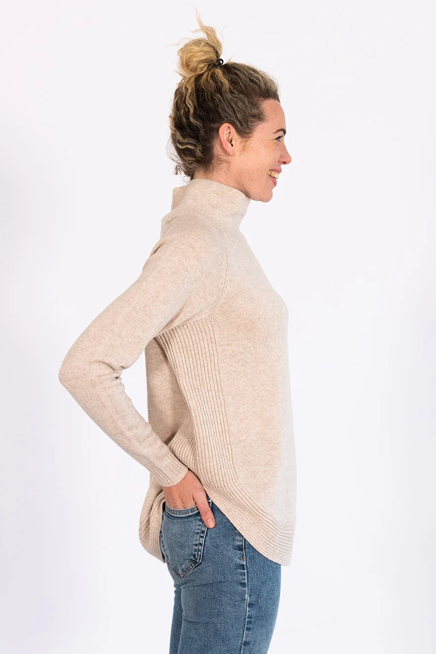 Bow and Arrow Funnel Neck Jumper - Almond