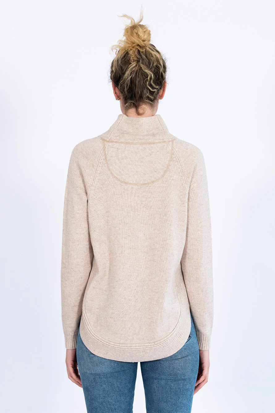 Bow and Arrow Funnel Neck Jumper - Almond