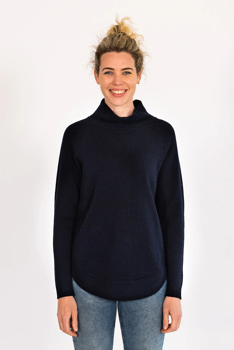 Bow and Arrow Funnel Neck Jumper - Navy