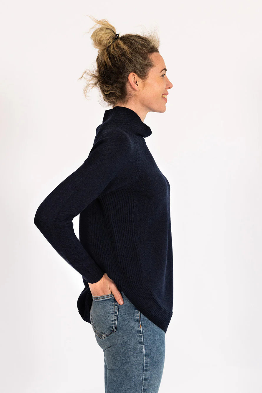 Bow and Arrow Funnel Neck Jumper - Navy