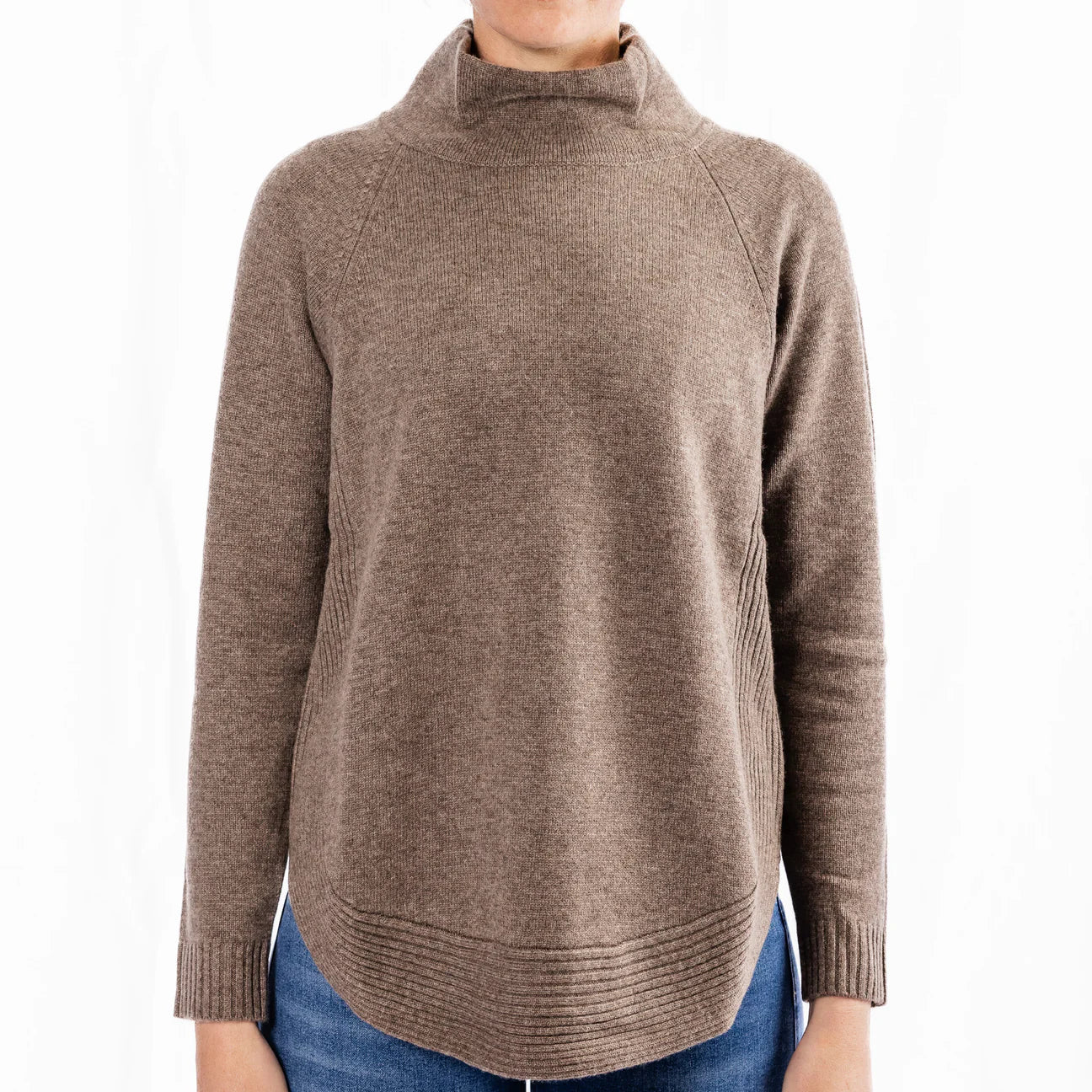 Bow and Arrow Funnel Neck Jumper - Brown