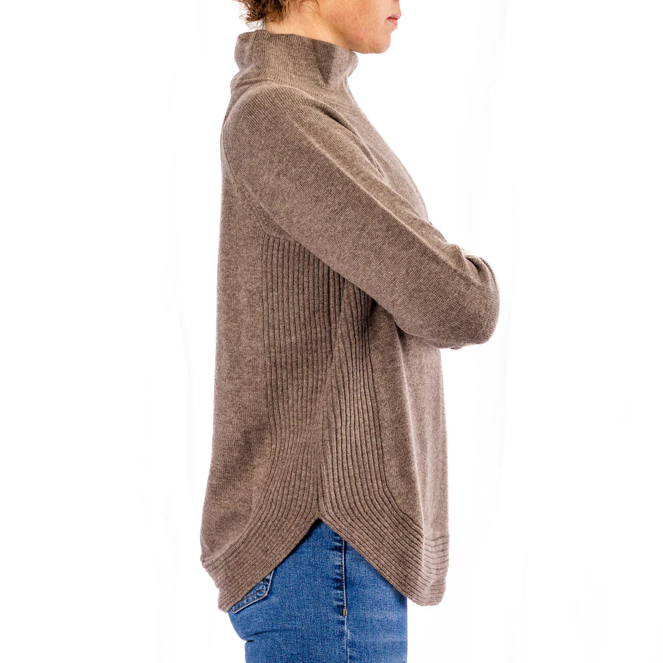 Bow and Arrow Funnel Neck Jumper - Brown