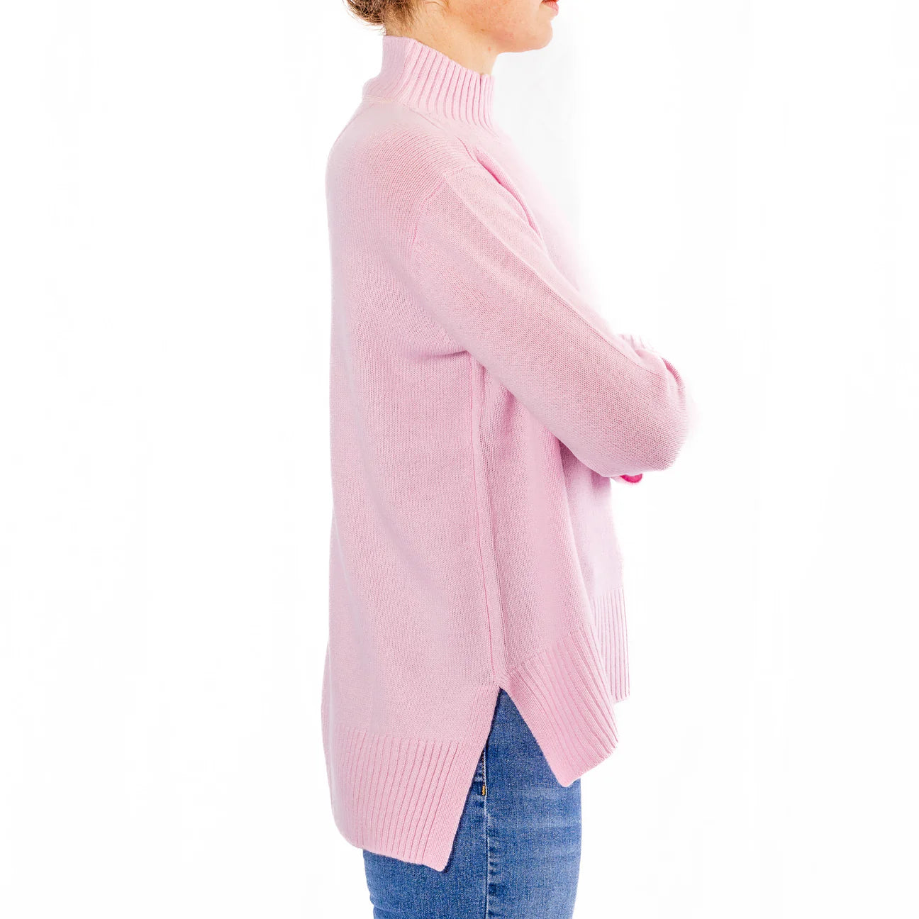 Bow and Arrow Polo Neck Jumper - Baby Pink