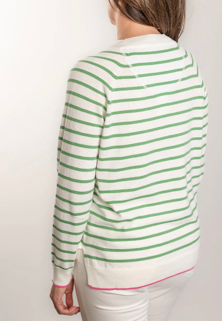 Bow & Arrow White/Mint Stripe Crew