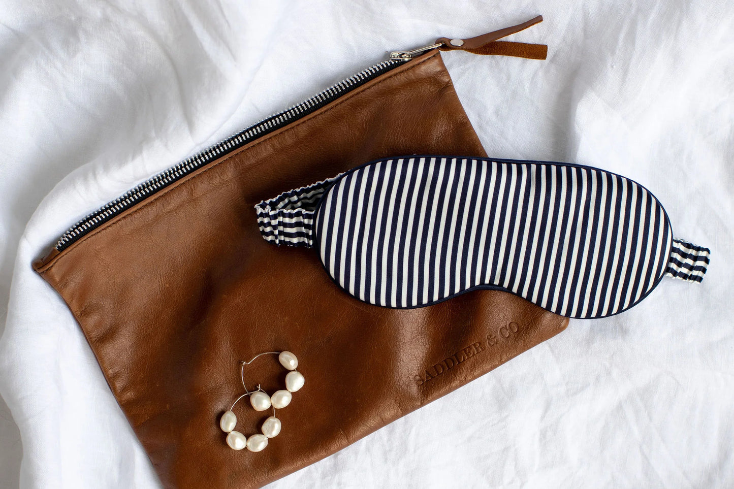 Ever You Luxury Silk Sleep Mask - Navy & White Stripe