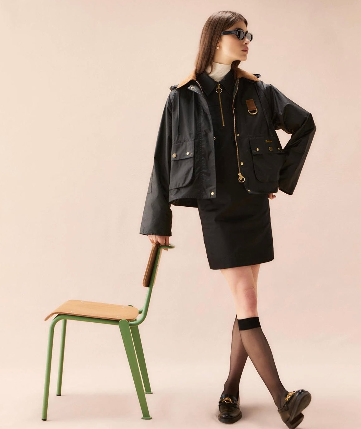 Barbour Erma Waxed Jacket - Black / Ancient Tartan