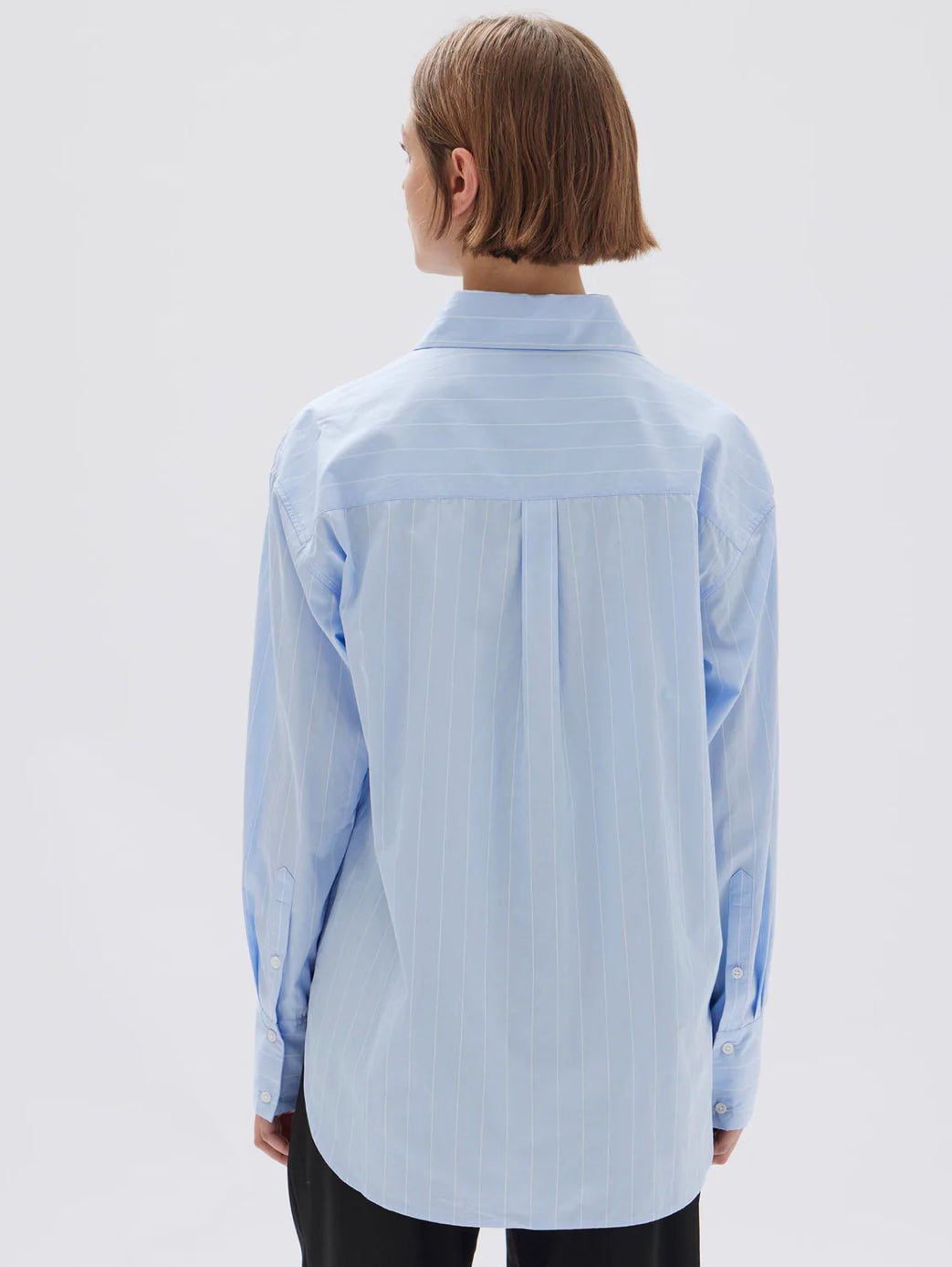 Assembly Label Womens Otis Poplin Stripe Shirt - Bahama / White