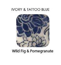 Natural Light - 10” Damask Leaf Square Pillar White Tattoo Blue