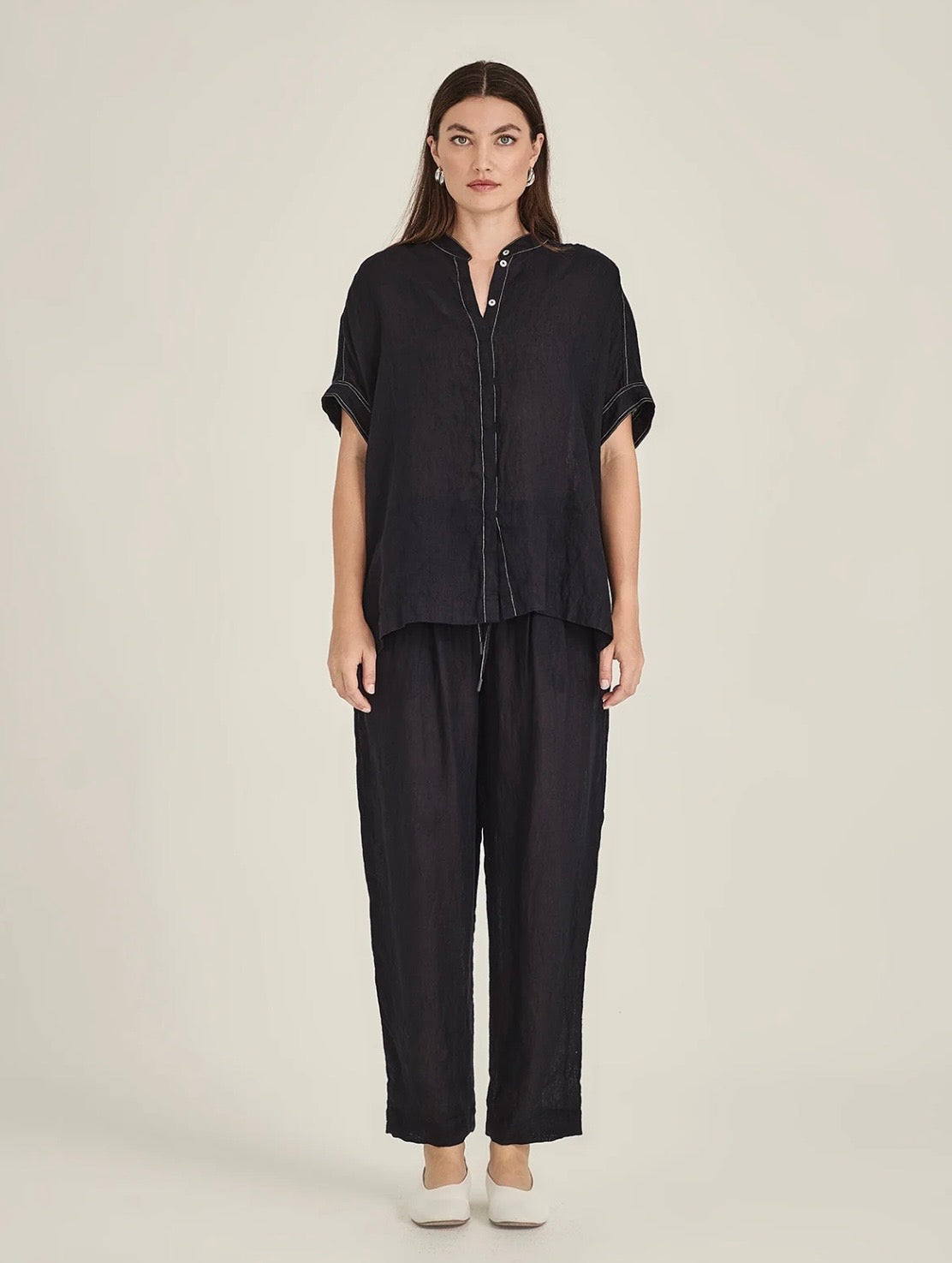 Sills Leo Linen Pant - French Navy