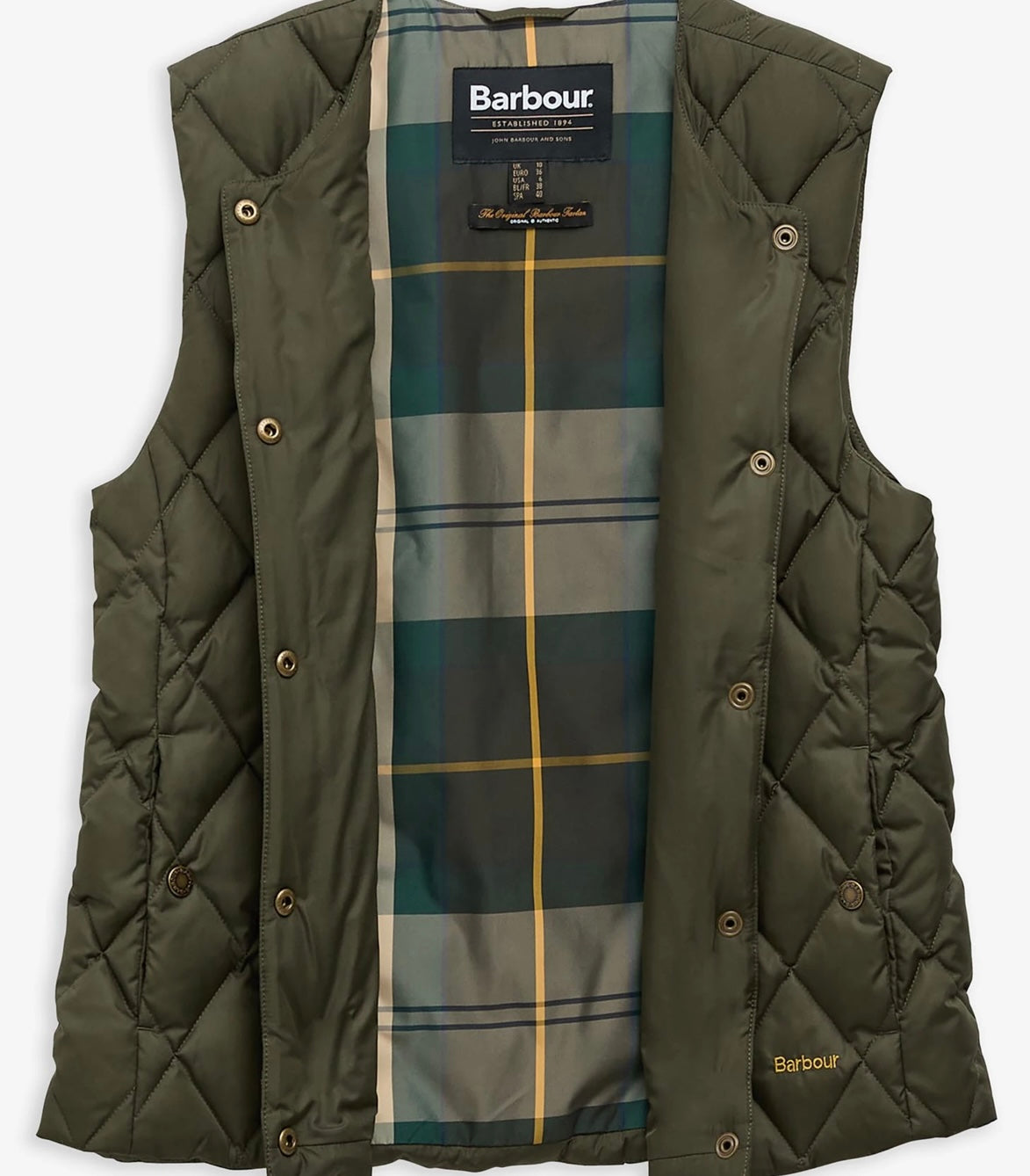 Barbour Fiona Down Gilet - Olive/Ancient Tartan