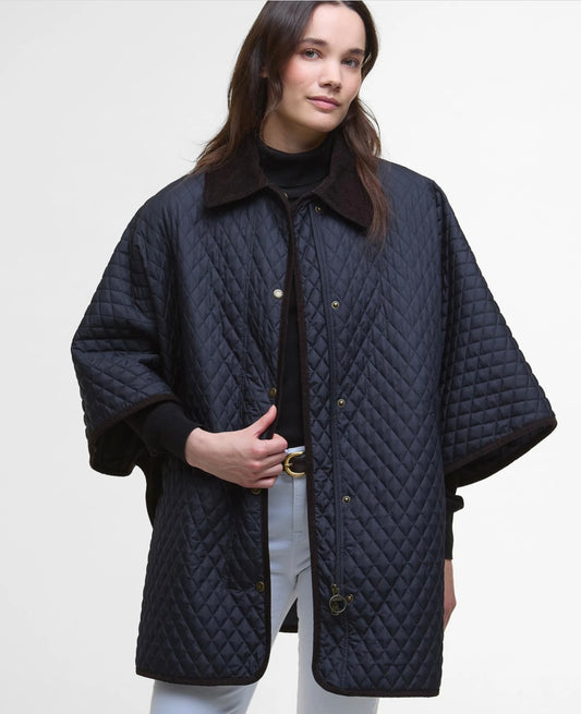 Barbour Oakham Quilted Cape - Navy Size Small