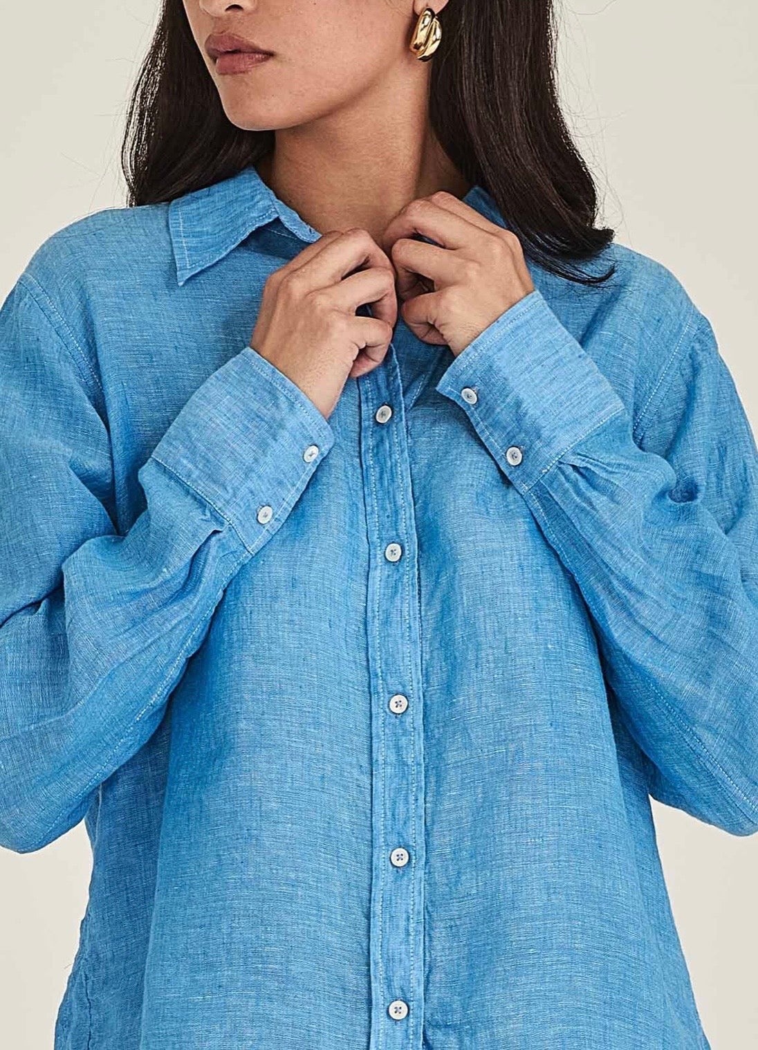 Sills Princeton Linen Shirt - Lagoon Blue