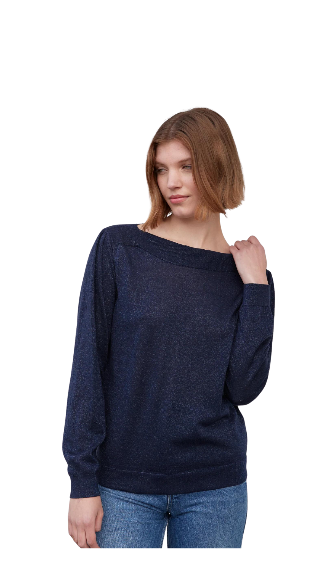 Iris & Wool Penelope Wool Sparkle Top Navy