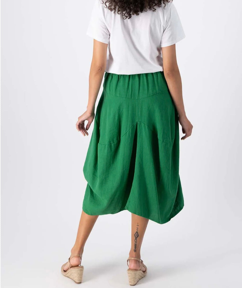 Olga De Polga Milwaukee Fiesta Skirt Parakeet Green Slub Linen