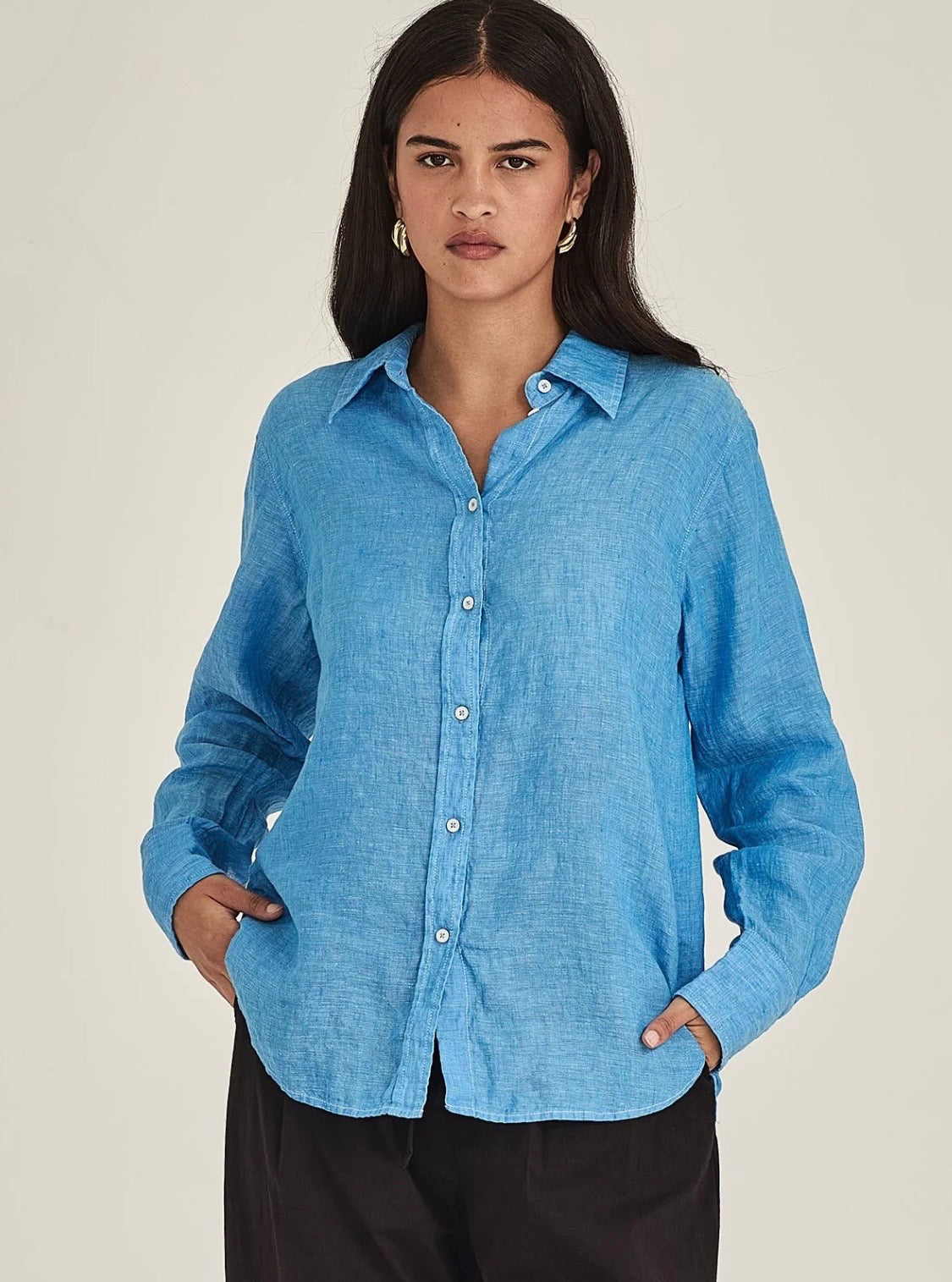 Sills Princeton Linen Shirt - Lagoon Blue