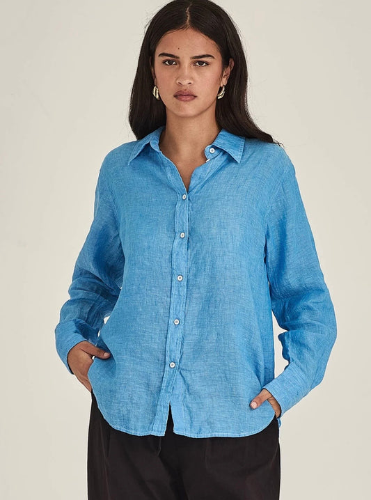 Sills Princeton Linen Shirt - Lagoon Blue
