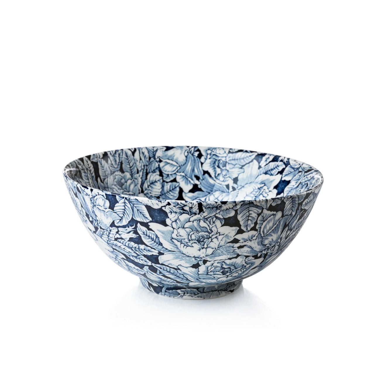 Burleigh Ink Blue Hibiscus Footed Bowl 27.5cm