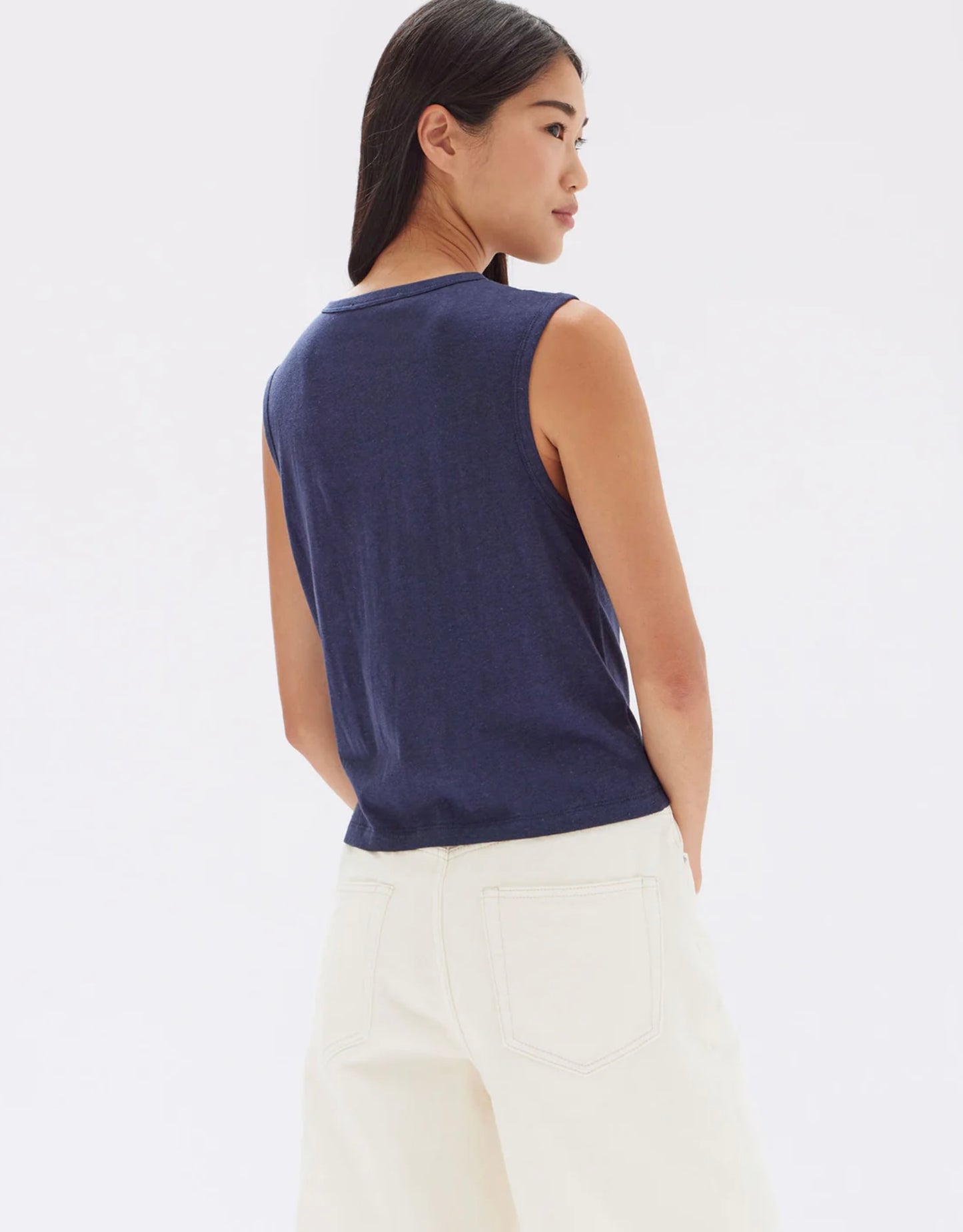 Assembly Label Kiana Linen Tank Navy