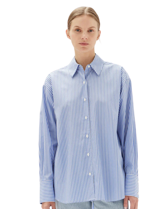 Assembly Label Poplin Shirt - Blue & White Stripe