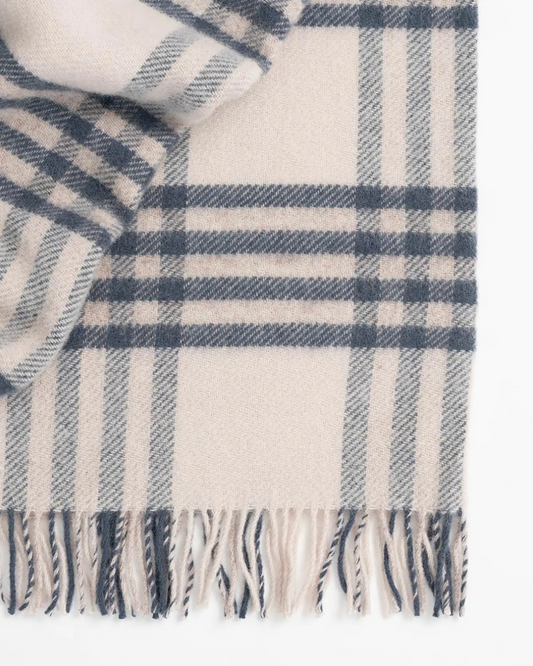 Traditional Plaid Wool Throw - Moncrief Navy