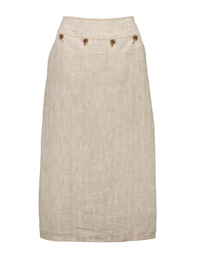 Olga De Polga Hepburn Panorama Skirt Beige Herringbone Linen