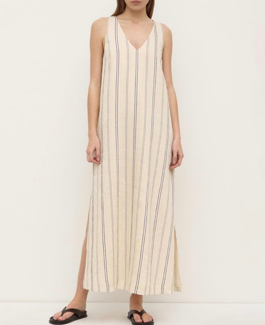 Assembly Label Ulani V Neck Maxi Dress - Cream/Blue