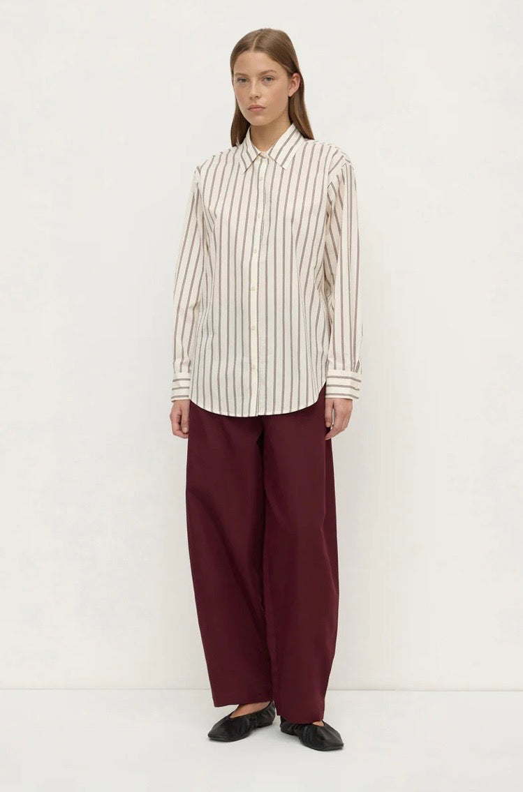 Assembly Label Amaro Italian Stripe Shirt - Merlot / White