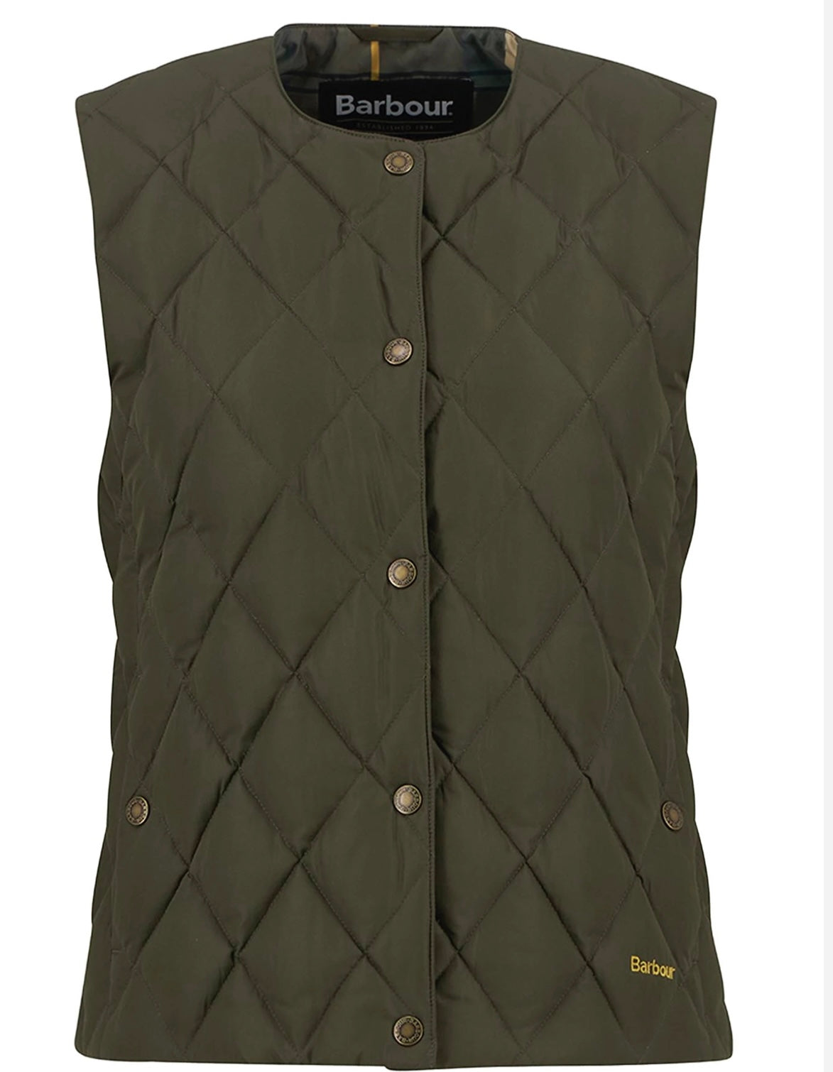 Barbour Fiona Down Gilet - Olive/Ancient Tartan