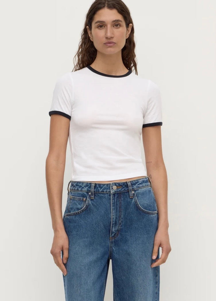 Assembly Label Kourt Contrast Bind Tshirt - White/Navy