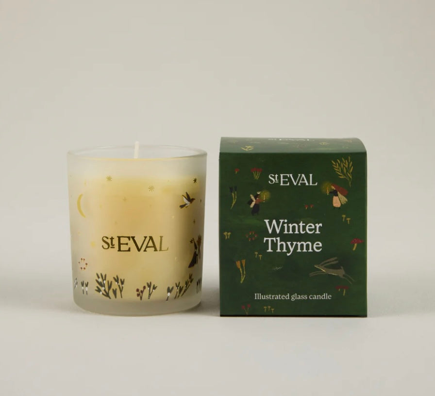 St Eval Illustrated Festive Glass Candle - Winter Thyme