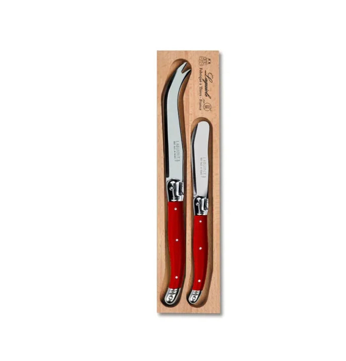 Laguiole 2 Piece Cheese Knife Set Red