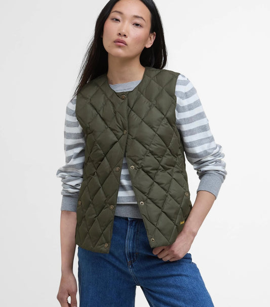 Barbour Fiona Down Gilet - Olive/Ancient Tartan